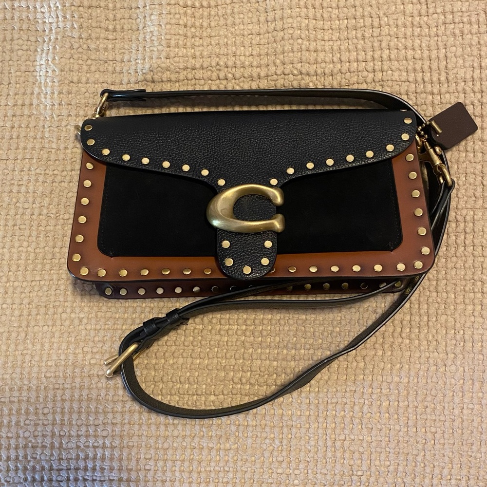 Coach Tabby Shoulder Bag - velvet, leather, studs
